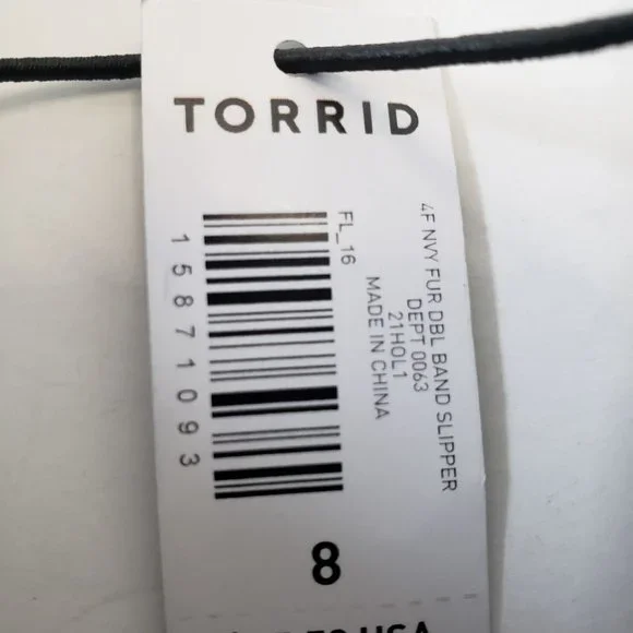 Torrid Slip On Fuzzy Slippers Double Band Faux Fur House Shoes Size 8 - Picture 12 of 13